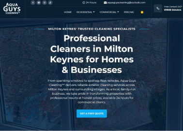 Screenshot of the Aqua Guys Cleaning website