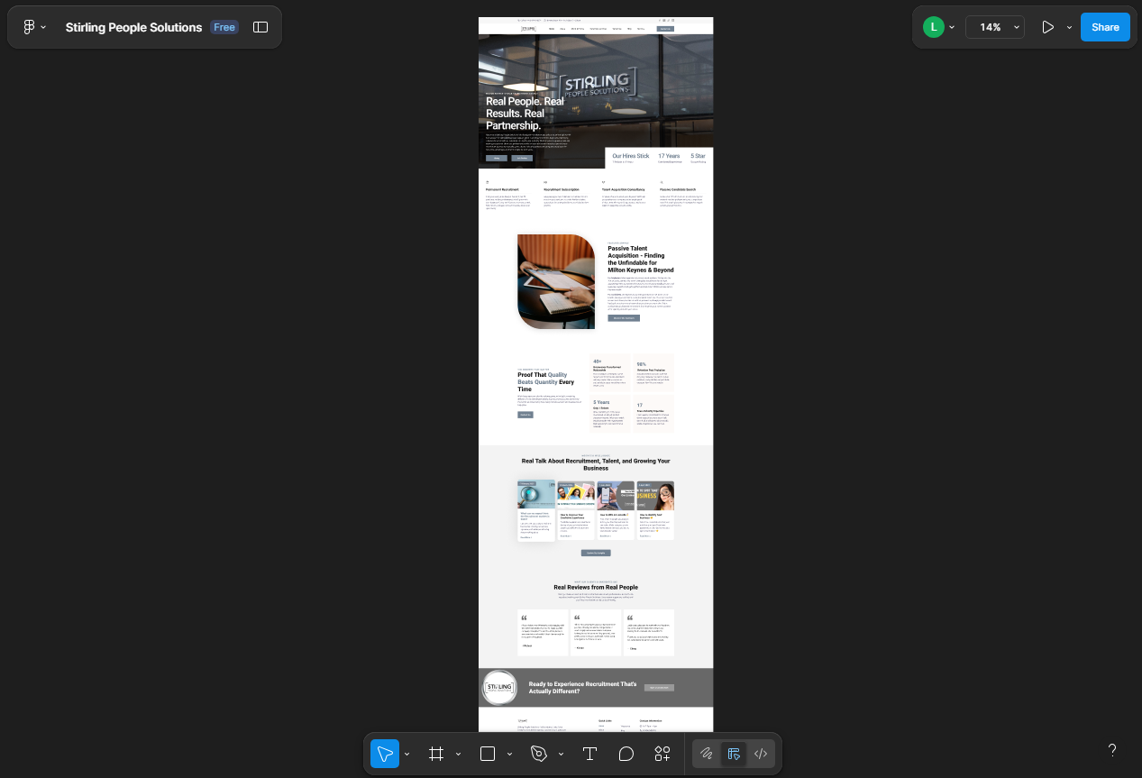Original homepage design for stirling people solutions on figma