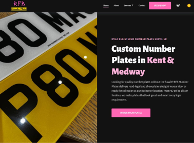 Screenshot of the RFB Number Plates website